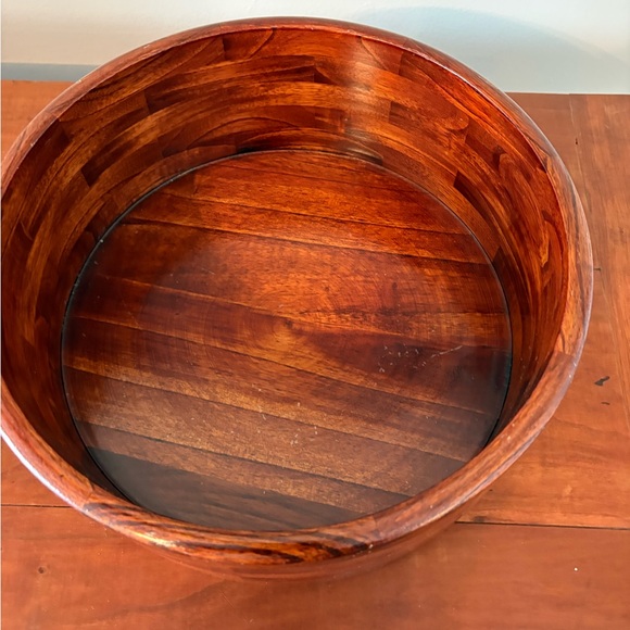 Vintage Wooden Salad Bowl Set w/ 4 Bowls & Serving Utensils - Picture 10 of 13